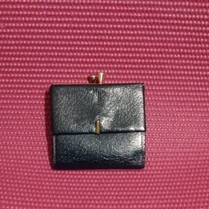 Black Leather Coin Purse with Gold Clasp Vintage